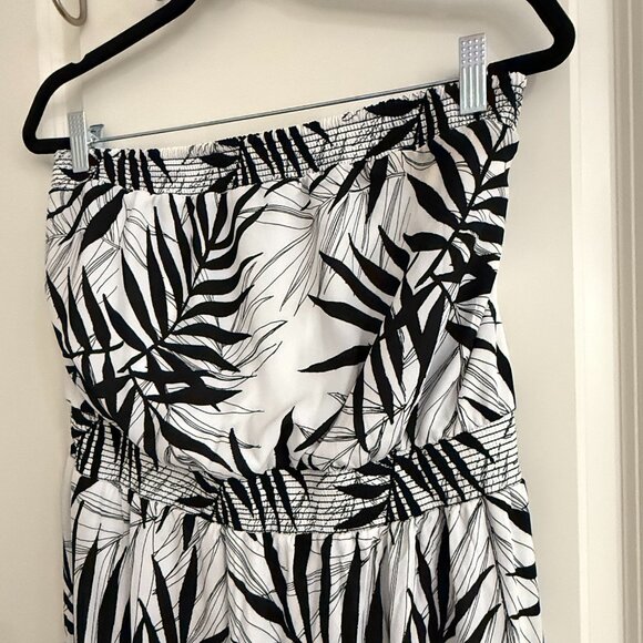 Mossimo Bamboo Leaf Print Strapless Dress White/Black XXL - Picture 3 of 9